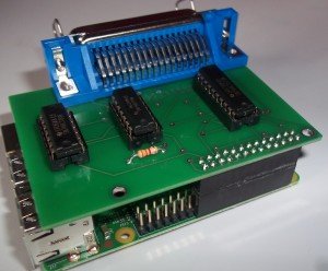 The Retro-Printer Module connected to the Raspberry Pi